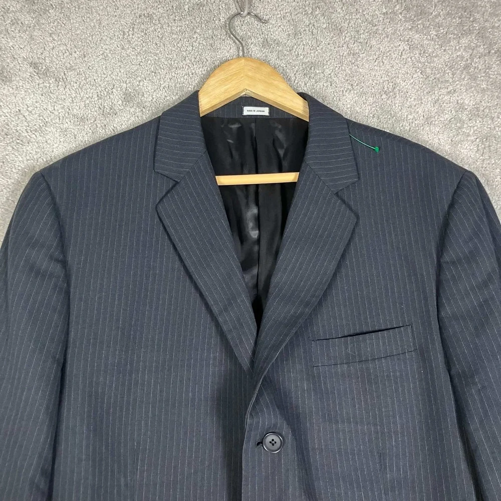 Calvin Klein Suit Mens XL 33x32 Grey Pinstripe 3 Button Blazer Trousers Set